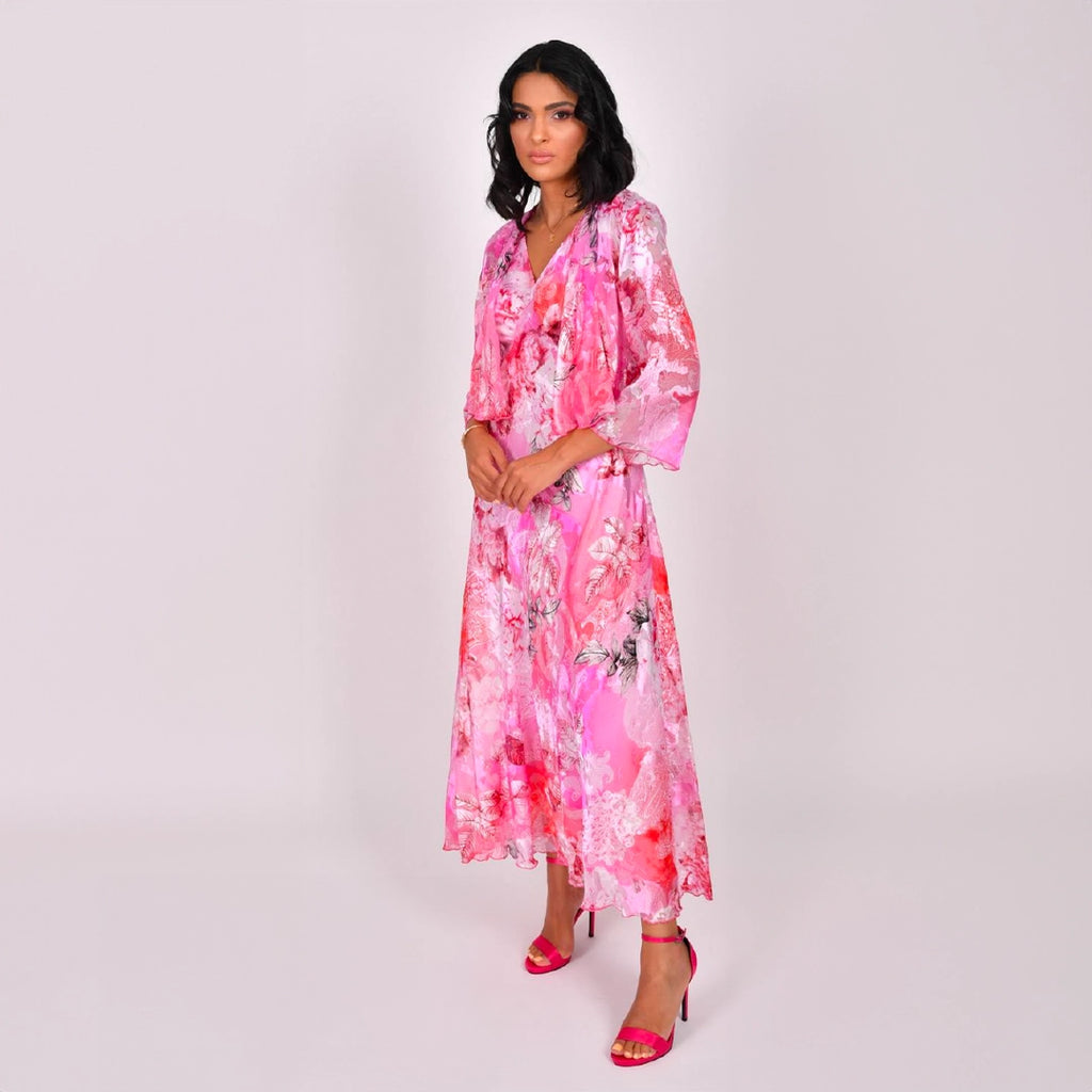 KKT Viscose Fabric Patterned Dress-Fuchsia - Pico Rivera