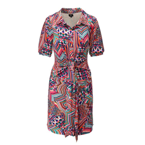 A108 - Abstract Print Tie Dress