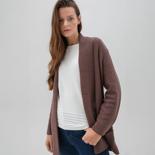 6391 - Long Ribbed Pocket Cardi