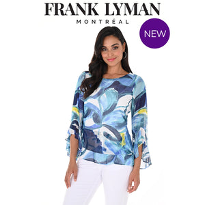 246396 - Print Top with Fluted Sleeve