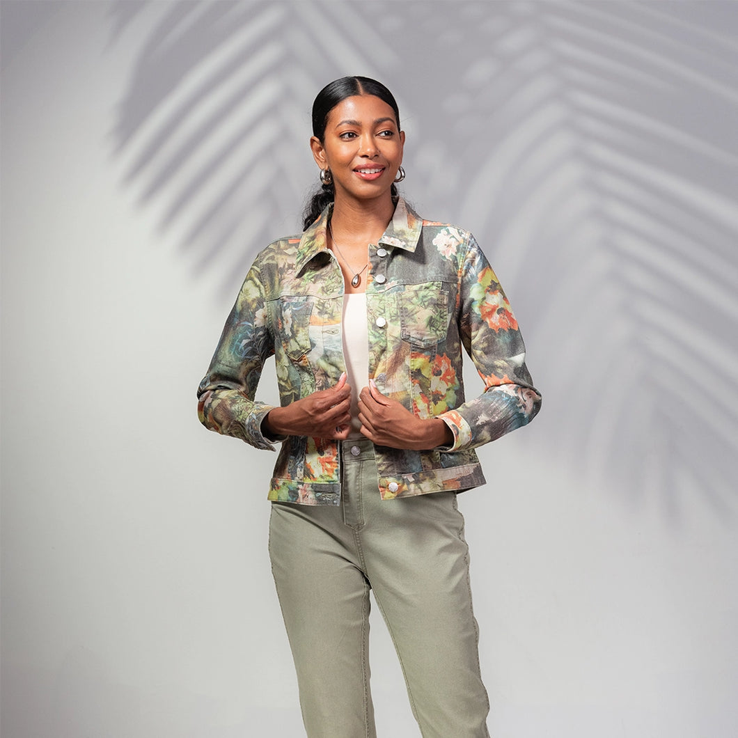 A45508 - Floral & Khaki Reversible Bomber Jacket