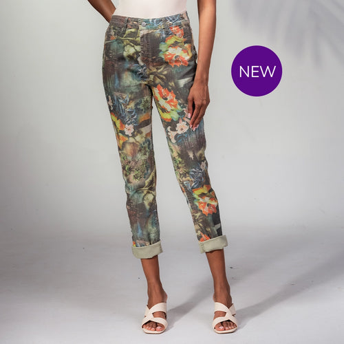 A45509 - Floral & Khaki Reversible Jeans