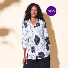 A43335 - Floral Sketch Shirt with Pleated Front