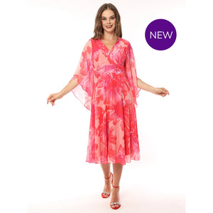 3HR506001 - Metallic Textured Floral Spotty Dress