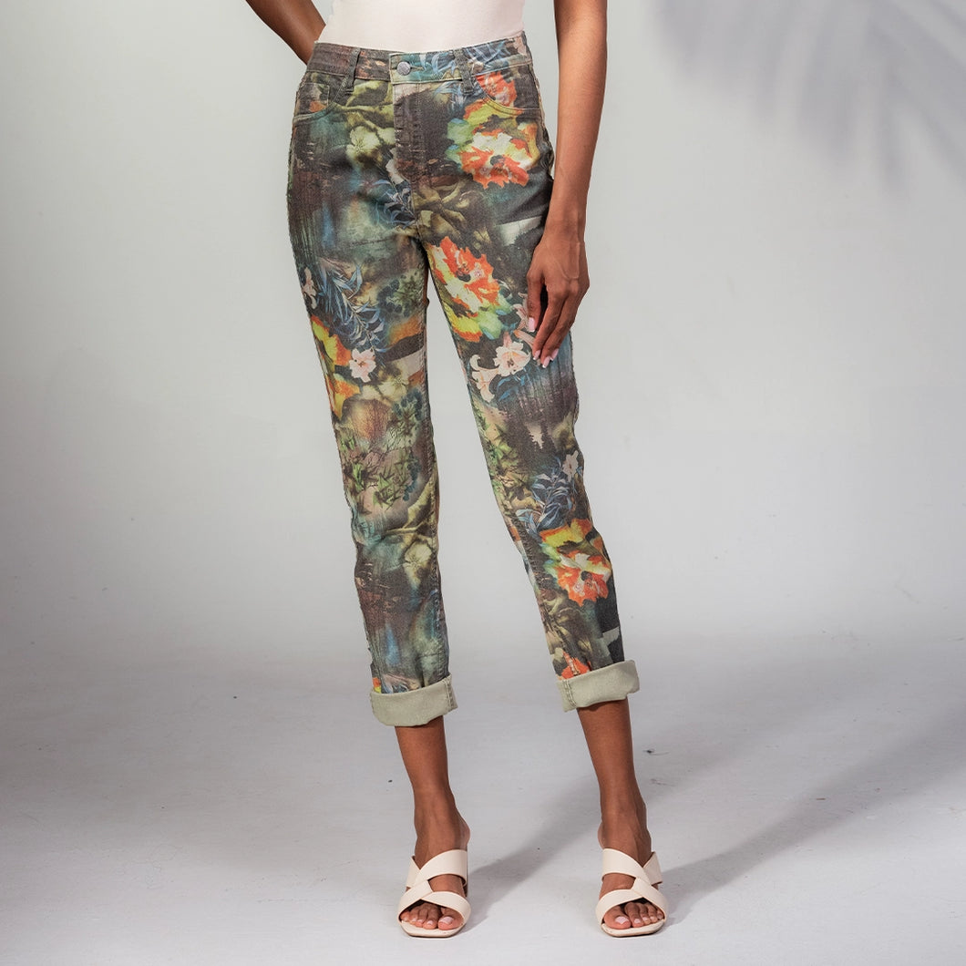 A45509 - Floral & Khaki Reversible Jeans