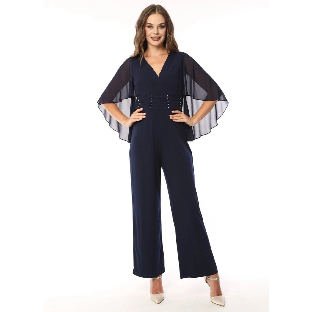 5069-68 - Chiffon Jersey Jumpsuit with Diamanté Detail