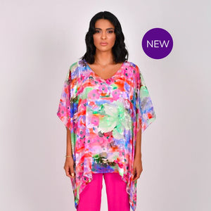 2975 - Floaty Poppy Print Silk Top