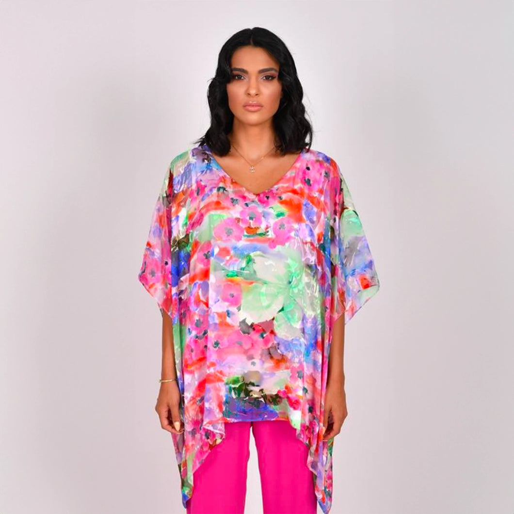 2975 - Floaty Poppy Print Silk Top