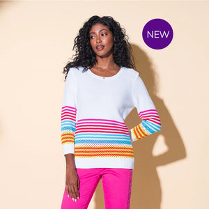 A43166 - Multicolour Textured Stripe Sweater