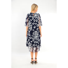 2107-03 - Faux Overlay Petal Print Dress