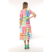 2349-19 - Criss Cross Print Tie Sleeve Dress with a Removable Belt