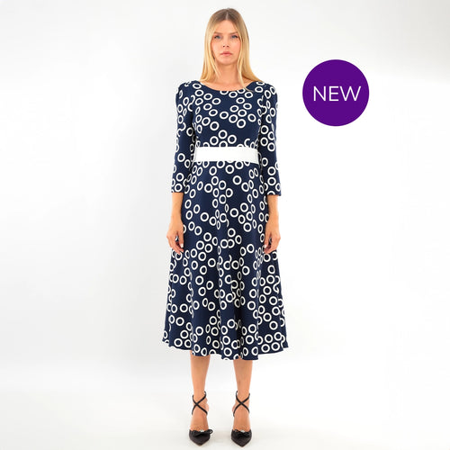 2071-02 - Fit & Flare Circle Print Dress