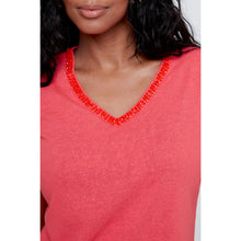 2613071 - Pink Punch Sparkle V-Neck Top - Pennita
