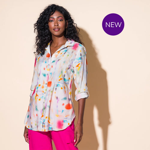 A43052 - Tutti Frutti Shirt with Pleated Front