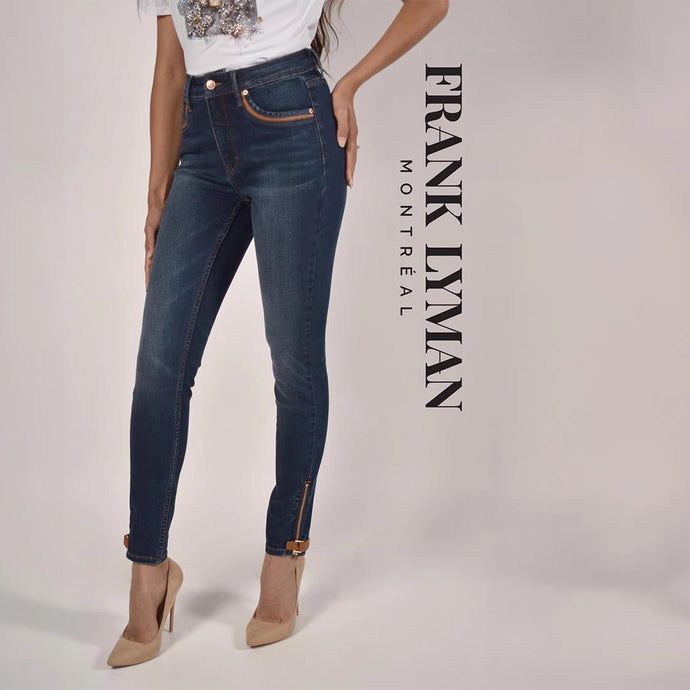 226182U - Zip Ankle Tan Trim Jean