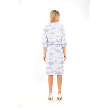 7403-17 - Two Piece Fan Leaf Print Dress & Jacket