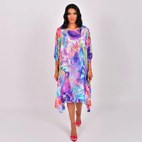 61262 - Multicoloured One Size Silk Dress