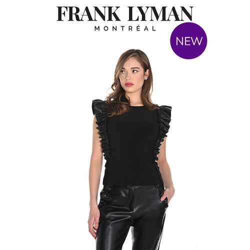 244102 - Pleather Frill Sleeve Top