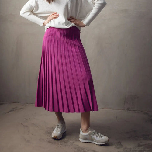 7176 - Fuchsia Pleated Skirt