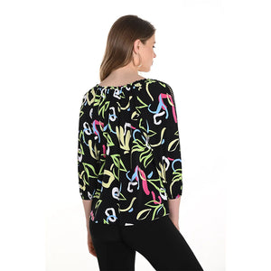 256190 - Arty Print Ladder Sleeve Top