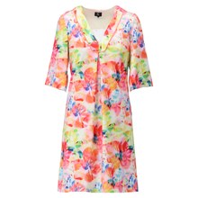 A219 - Floral Poppy Print V-Neck Dress