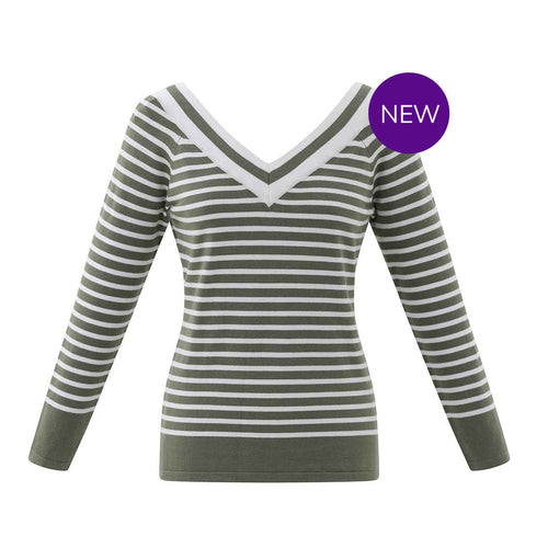 7800 - V-Neck Striped Top
