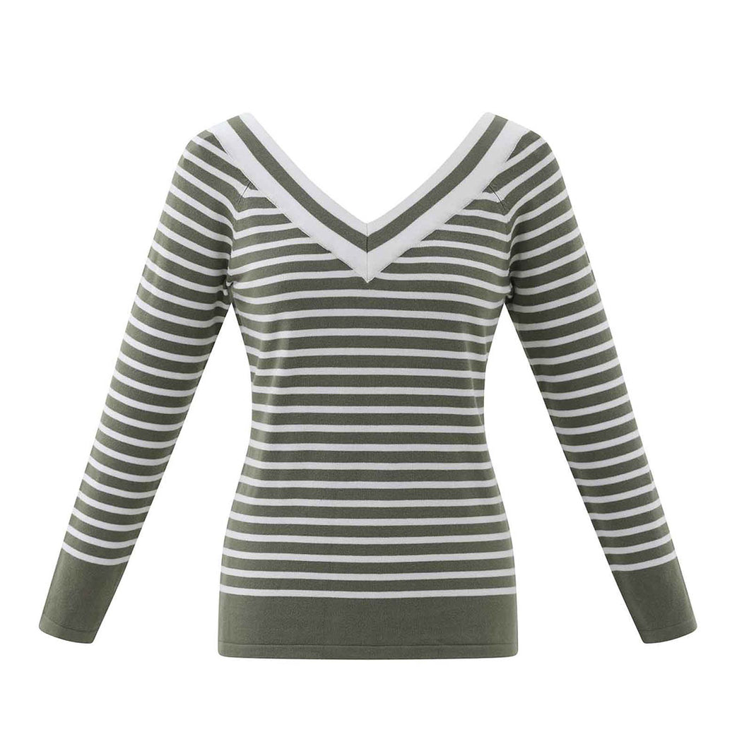 7800 - V-Neck Striped Top