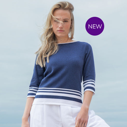 7826 - Nautical Contrast Stripe Top