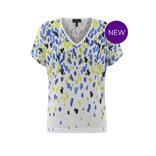 6947 - V-Neck Splash Print Top