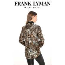 253782 - Silky Leopard Print Blouse with Pleather Trim
