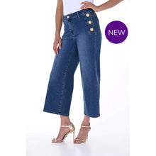 246242U - Denim Culotte Jean with Gold Button Detail