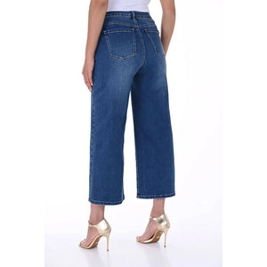 246242U - Denim Culotte Jean with Gold Button Detail