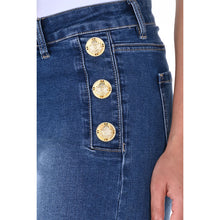 246242U - Denim Culotte Jean with Gold Button Detail