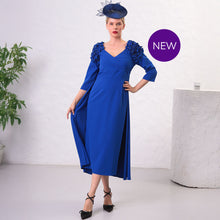 2244-40 - Pleated Cape Dress with Embellished Floral Details