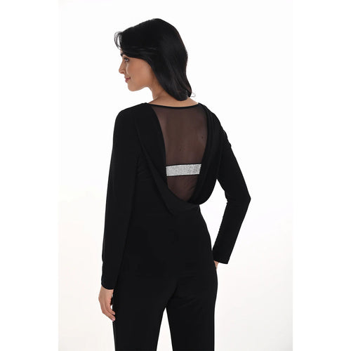 254025 - Diamanté Cowl Mesh Back Top