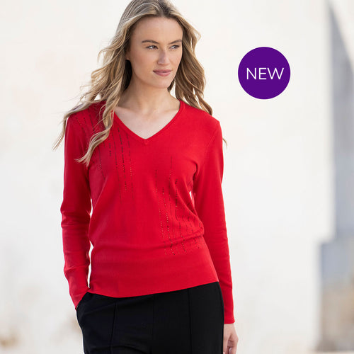 8017 - V-Neck Sparkle Top