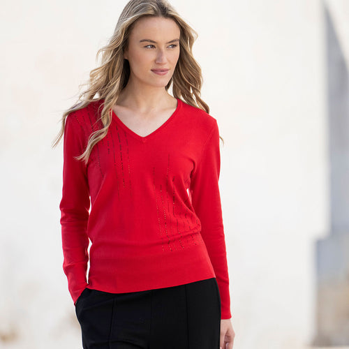 8017 - V-Neck Sparkle Top