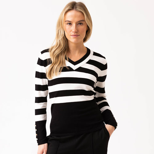 8018 - V-Neck Stripe Top