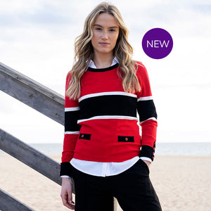 7996 - Multi Stripe Button Detail Top