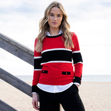 7996 - Multi Stripe Button Detail Top