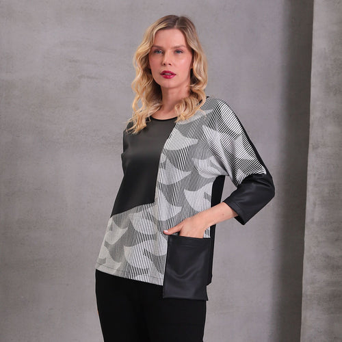 4333-32 - Pleather Detail Top