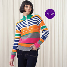 EW35188 - Multi Stripe Zip Neck Sweater