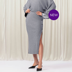 EW35124 - Long Ribbed Button Side Skirt