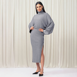 EW35124 - Long Ribbed Button Side Skirt