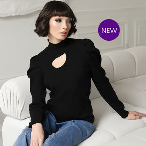 EW35026 - Key Hole Top with Gathered Shoulder Details