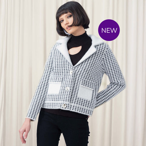 EW35025 - Dog Tooth Buttoned Jacket