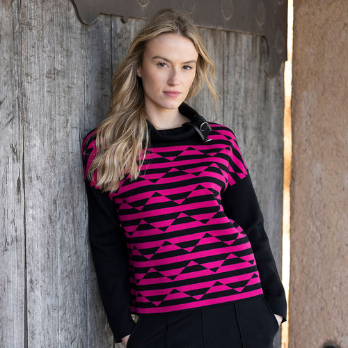 8106 - Diamond Stripe Cowl Neck Top