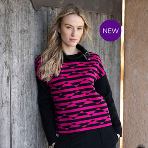 8106 - Diamond Stripe Cowl Neck Top
