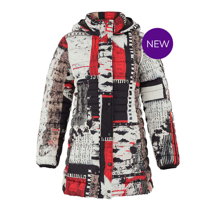 75841 - Quilted Coat with Detachable Hood ‘Bookworm by Carol Staub’