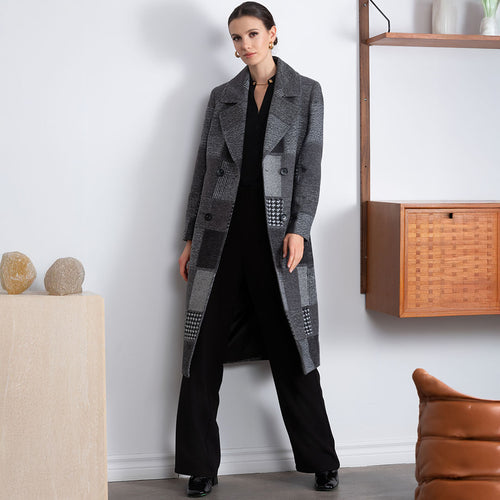 A46188 - Patchwork Double Breasted Coat
